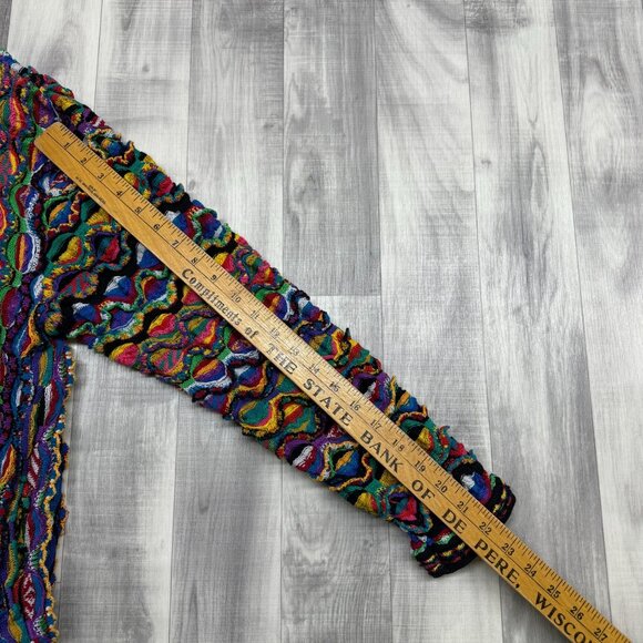 ✅Womens L Coogi Australia Cardigan 3D Knit Sweater Multicolor Mercerized Cotton - Picture 7 of 13